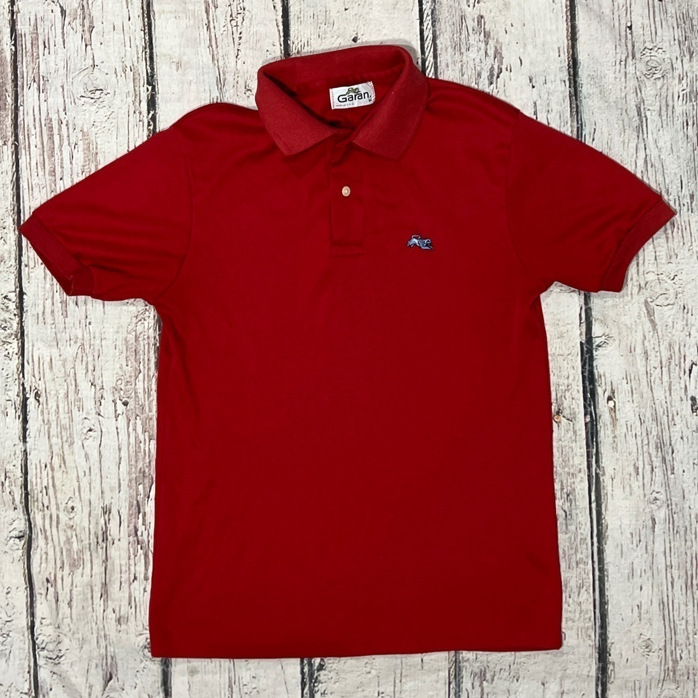 Vintage 80s Garan Red Polo Golf Tennis Sports 1980s Short Sleeve Shirt